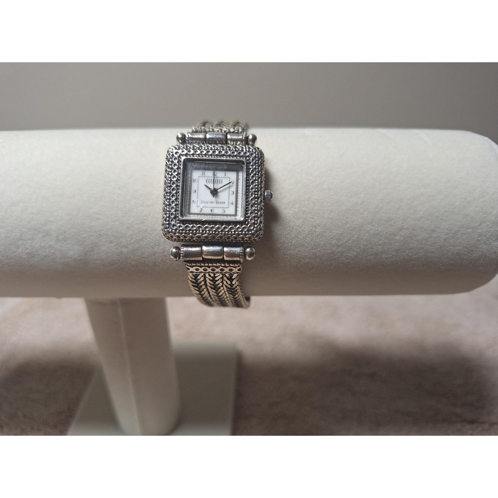 Sterling silver watch adjustable artisan crafted 60 grams needs a battery
